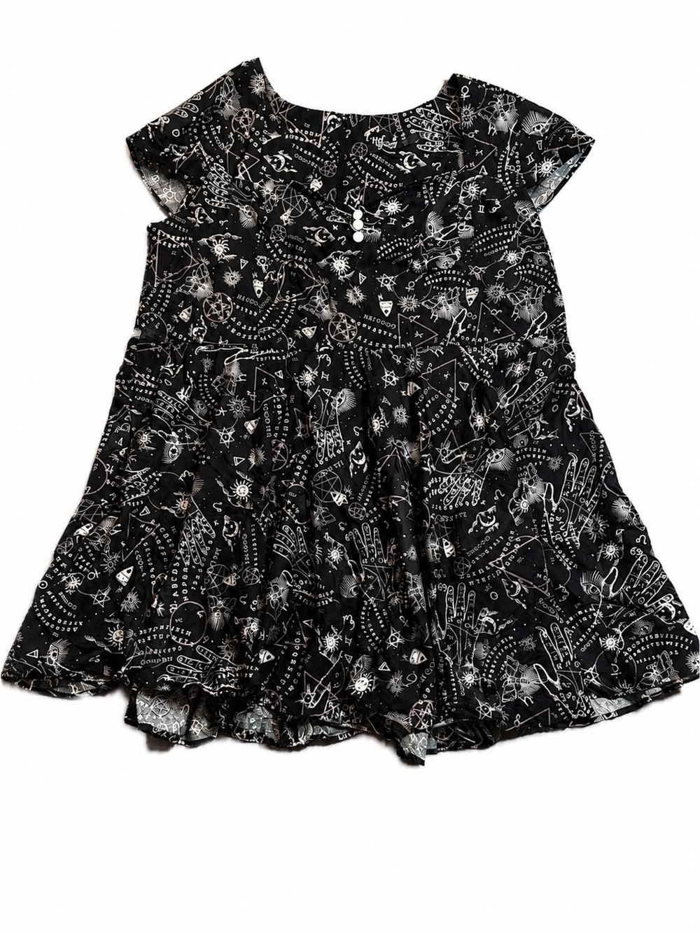 Hell Bunny Plus Size 5 Ouija Witchy Black Fit Flare Swing Dress Halloween